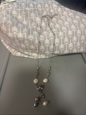Lia Sophia Silver-Tone Pearl Drop Necklace with Mixed Pearls